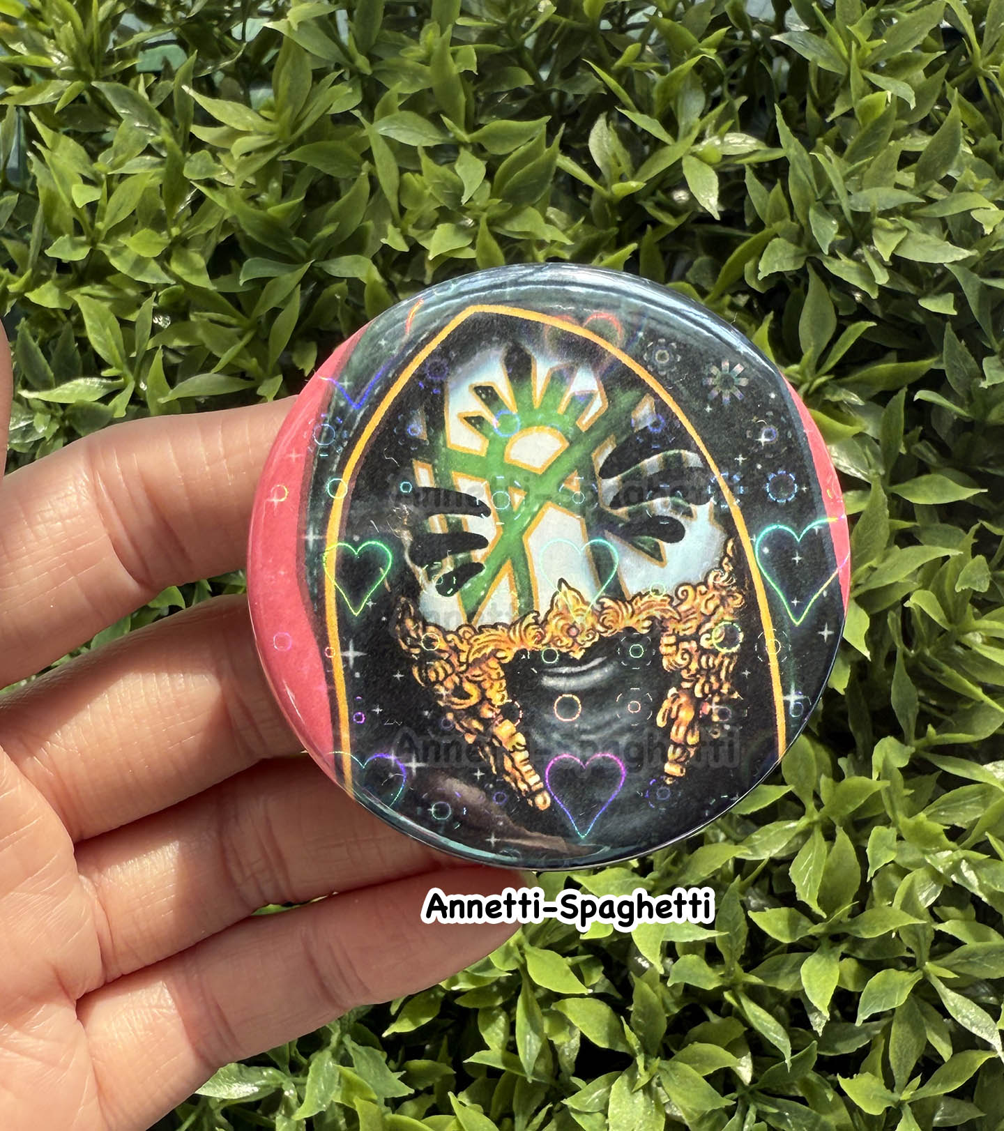Summoning & Arcadia Masked Singer Heart Holographic Large Button