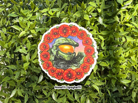 Red Poppy Wreath Chief Sticker