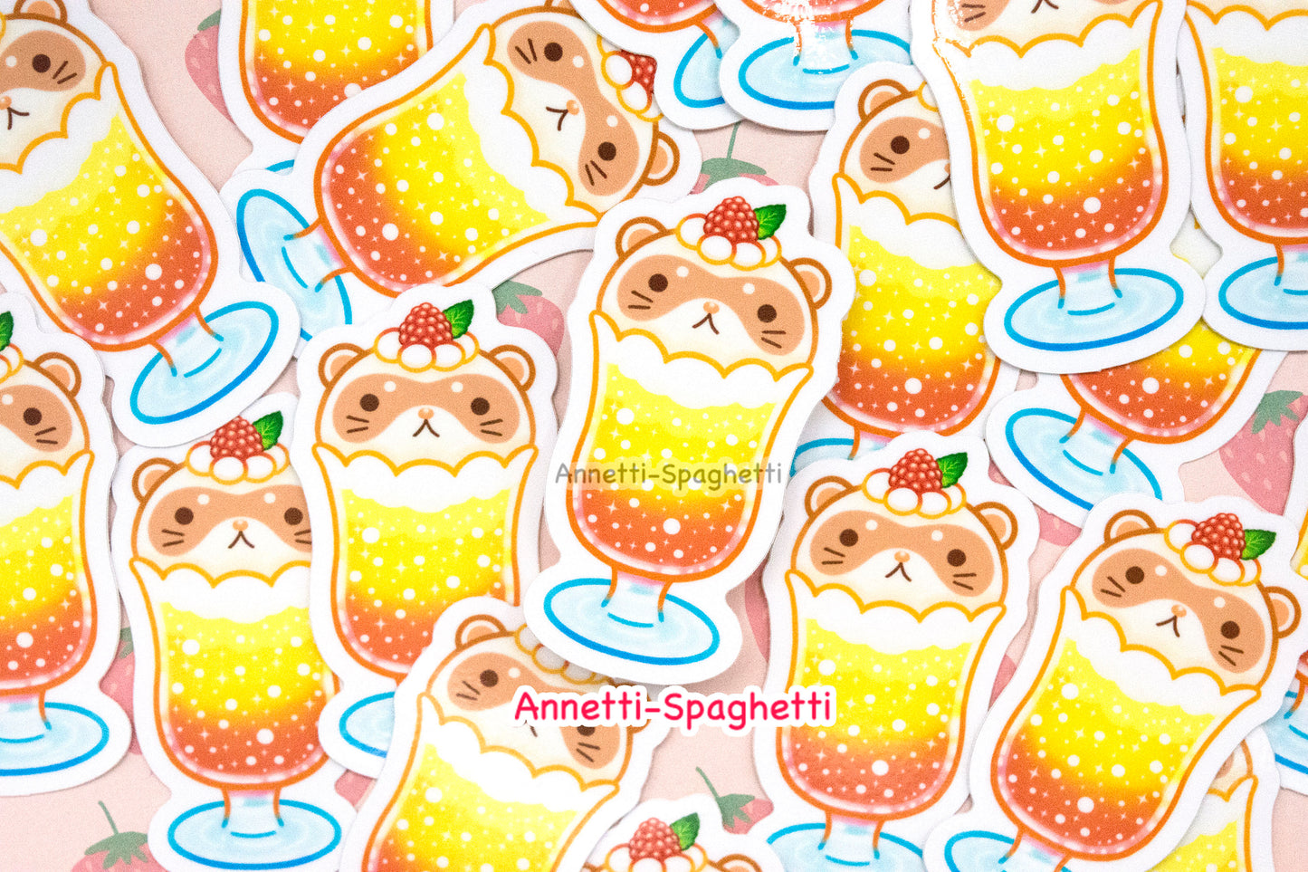 Kawaii Animal Dessert Soda 2.5 Inch Sticker Pack (4 Pieces)