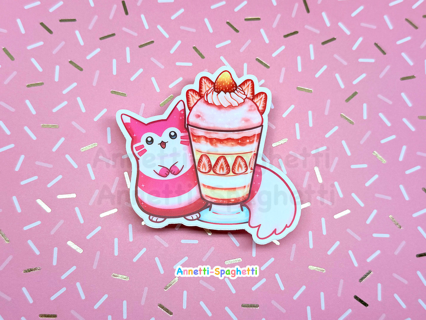 Strawberry Parfait Ferret Sticker
