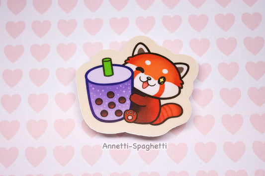 Cute Red Panda Boba 2.5 Inch Sticker
