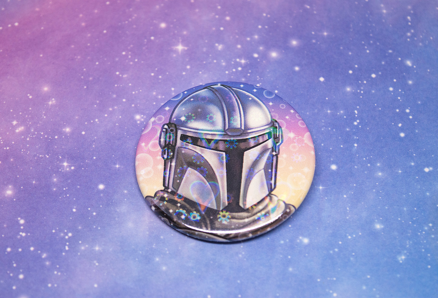 Space Bounty Hunter Mando Heart Holo Large Button