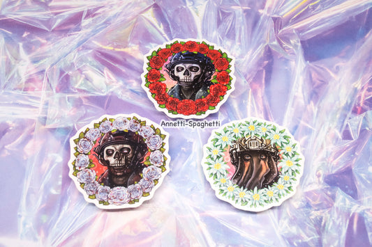 Call of Bro Ghost, Zombie Ghost, Konig Flower Wreath 2.5 Inch Stickers