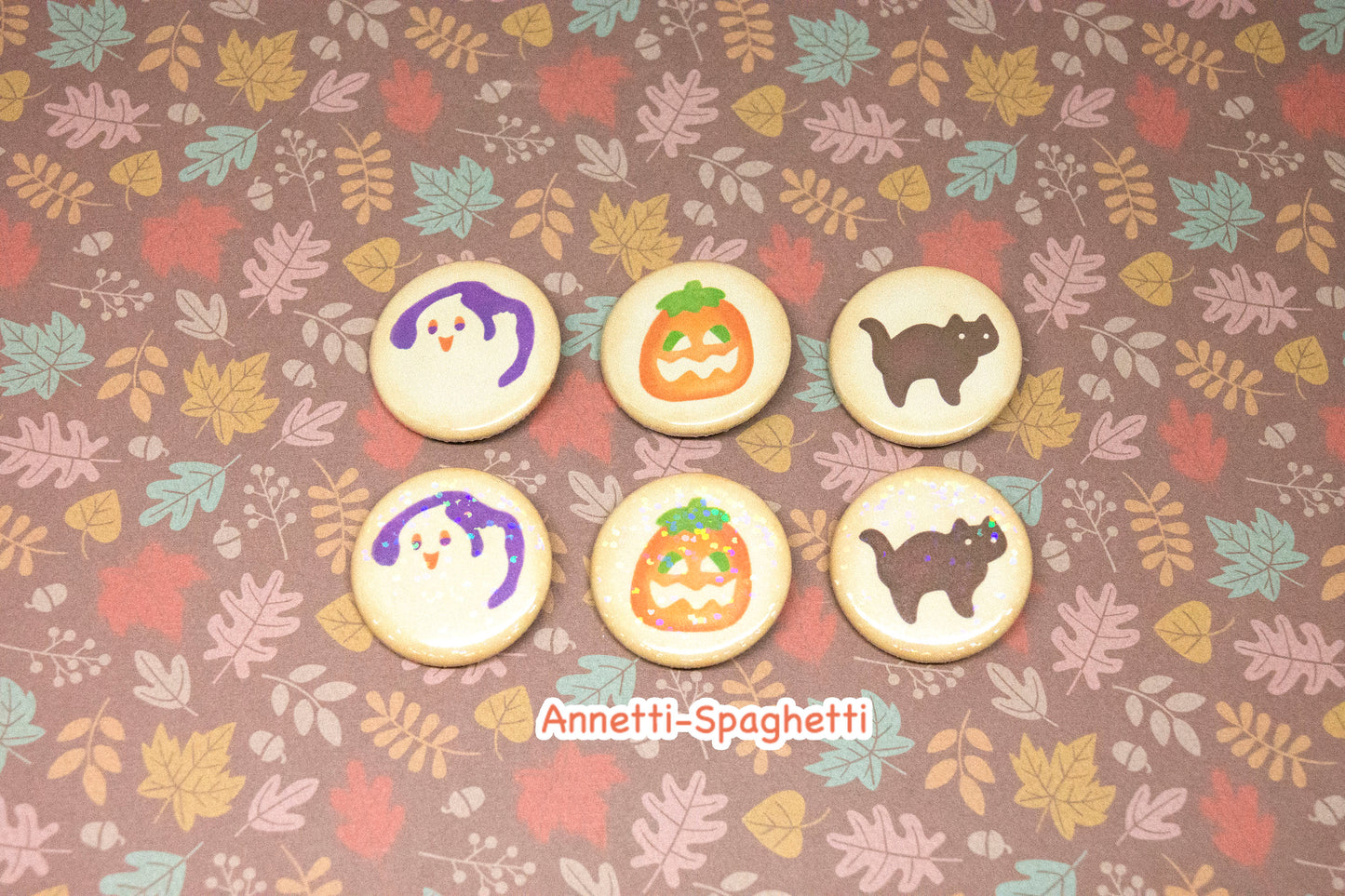 Nostalgic Halloween Ghost, Pumpkin, Black Cat Cookies Button Set