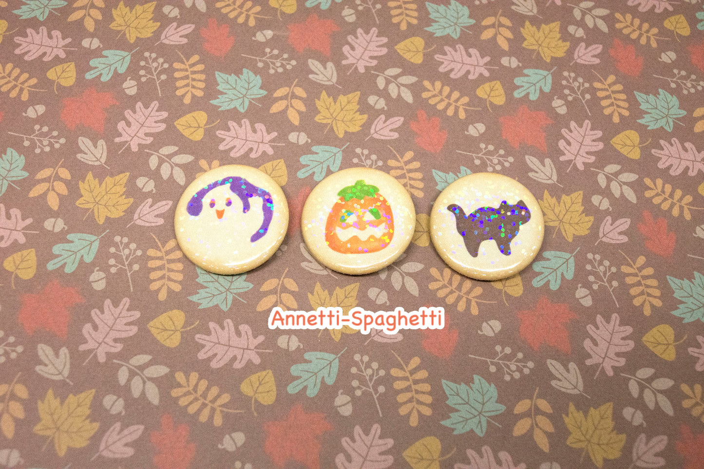 Nostalgic Halloween Ghost, Pumpkin, Black Cat Cookies Button Set