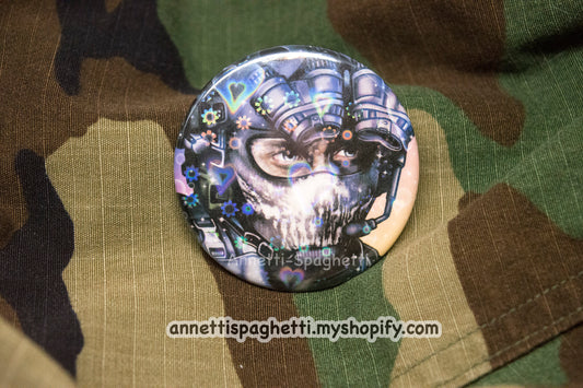 Call of Bro Keegan Heart Holographic Large Button