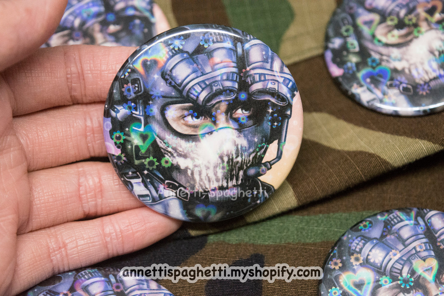 Call of Bro Keegan Heart Holographic Large Button