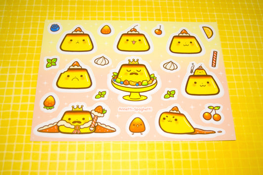 Japanese Pudding 5 x 7 Inch Sticker Sheet