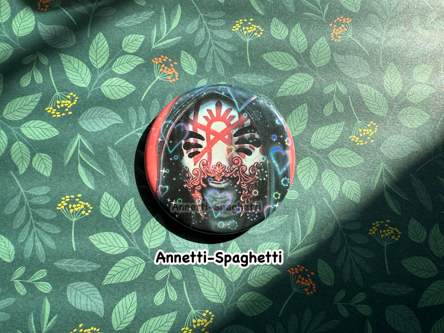Summoning & Arcadia Masked Singer Heart Holographic Large Button