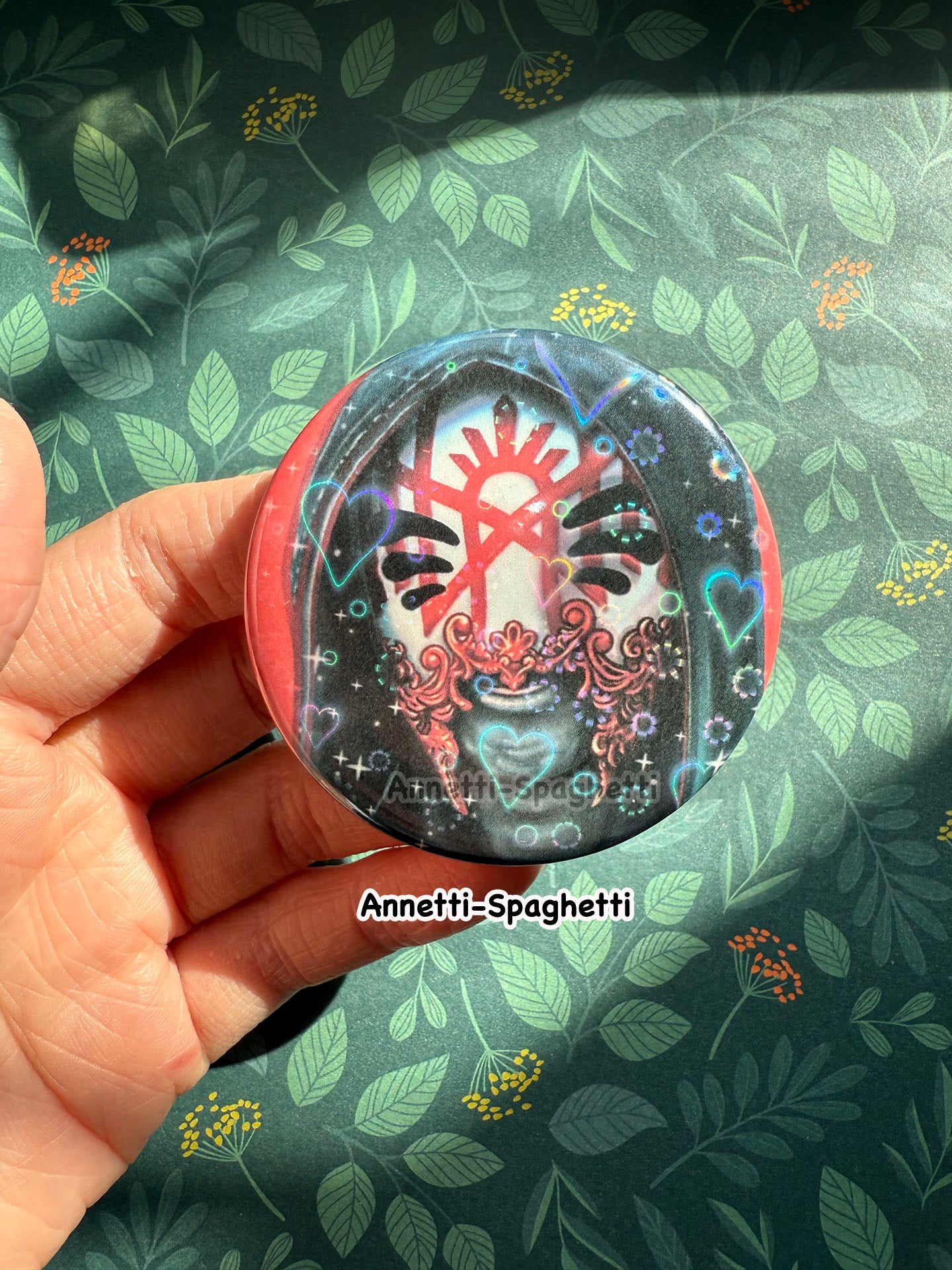 Summoning & Arcadia Masked Singer Heart Holographic Large Button