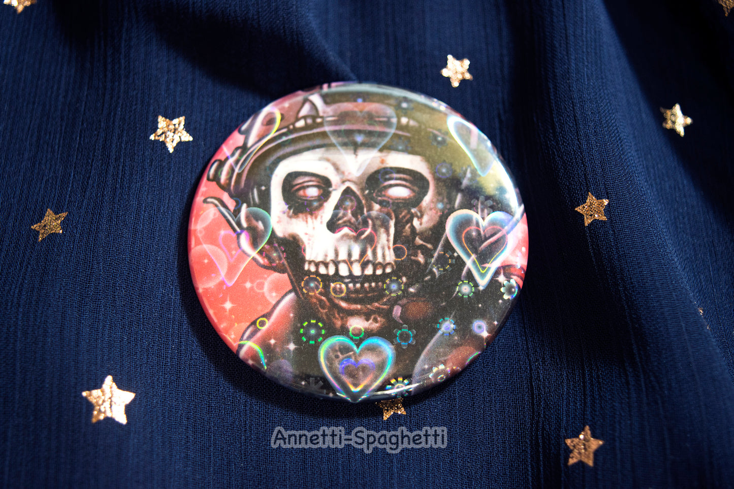 Call of Bro Zombie Ghost Heart Holographic Large Button