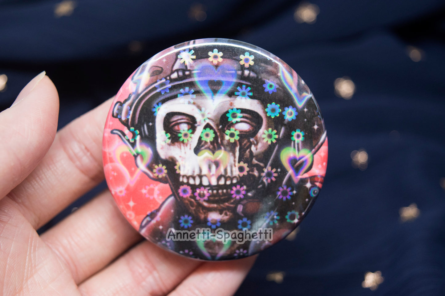 Call of Bro Zombie Ghost Heart Holographic Large Button