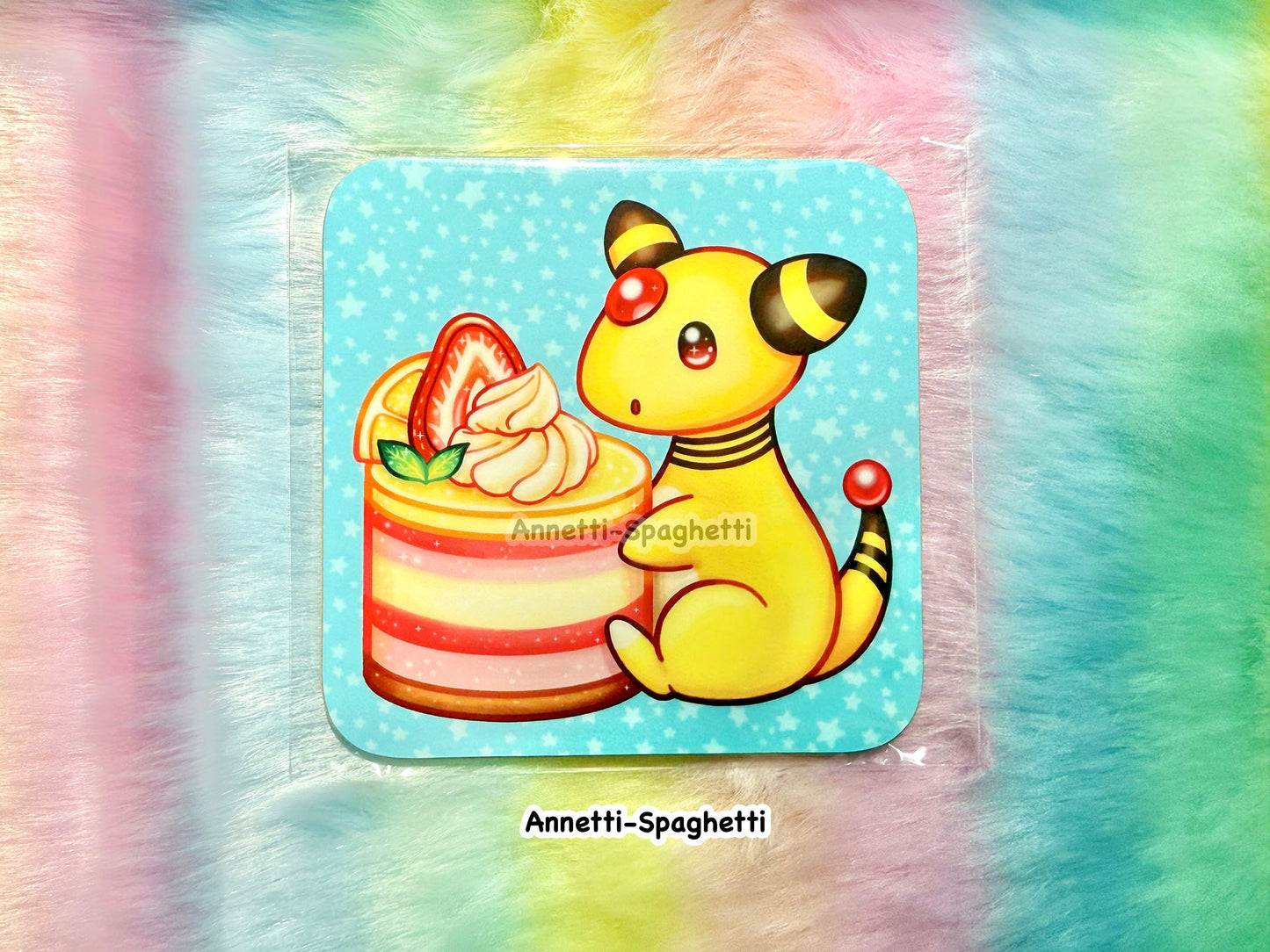 NEW Amphy Strawberry Lemon Cake Square Coaster (3.54 inch)