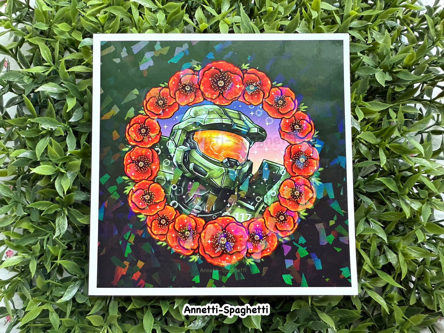 Holographic Poppy Wreath Chief Mini Print (5x5)