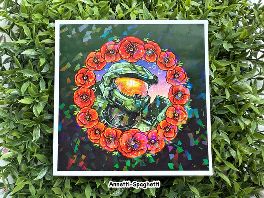Holographic Poppy Wreath Chief Mini Print (5x5)