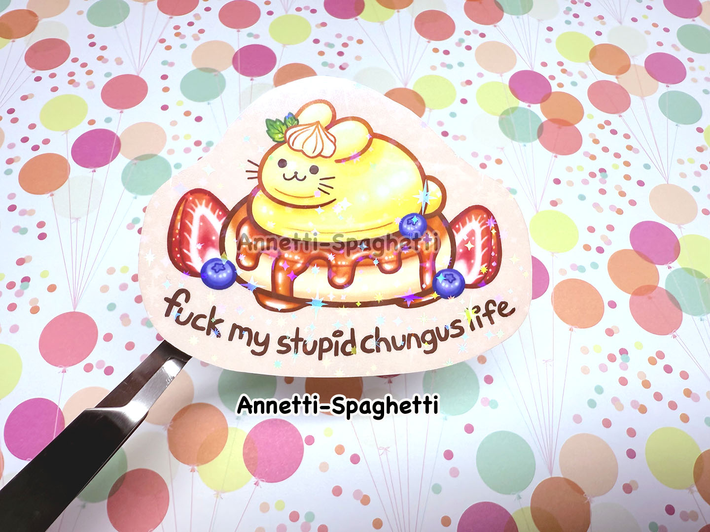 Chungus Butter Bunny Pancake Sparkly Sticker