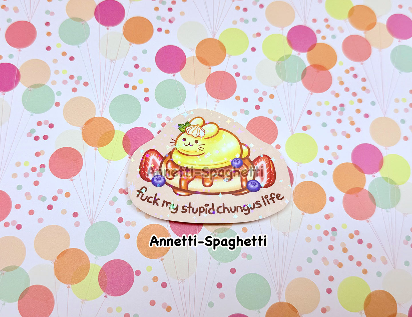 Chungus Butter Bunny Pancake Sparkly Sticker