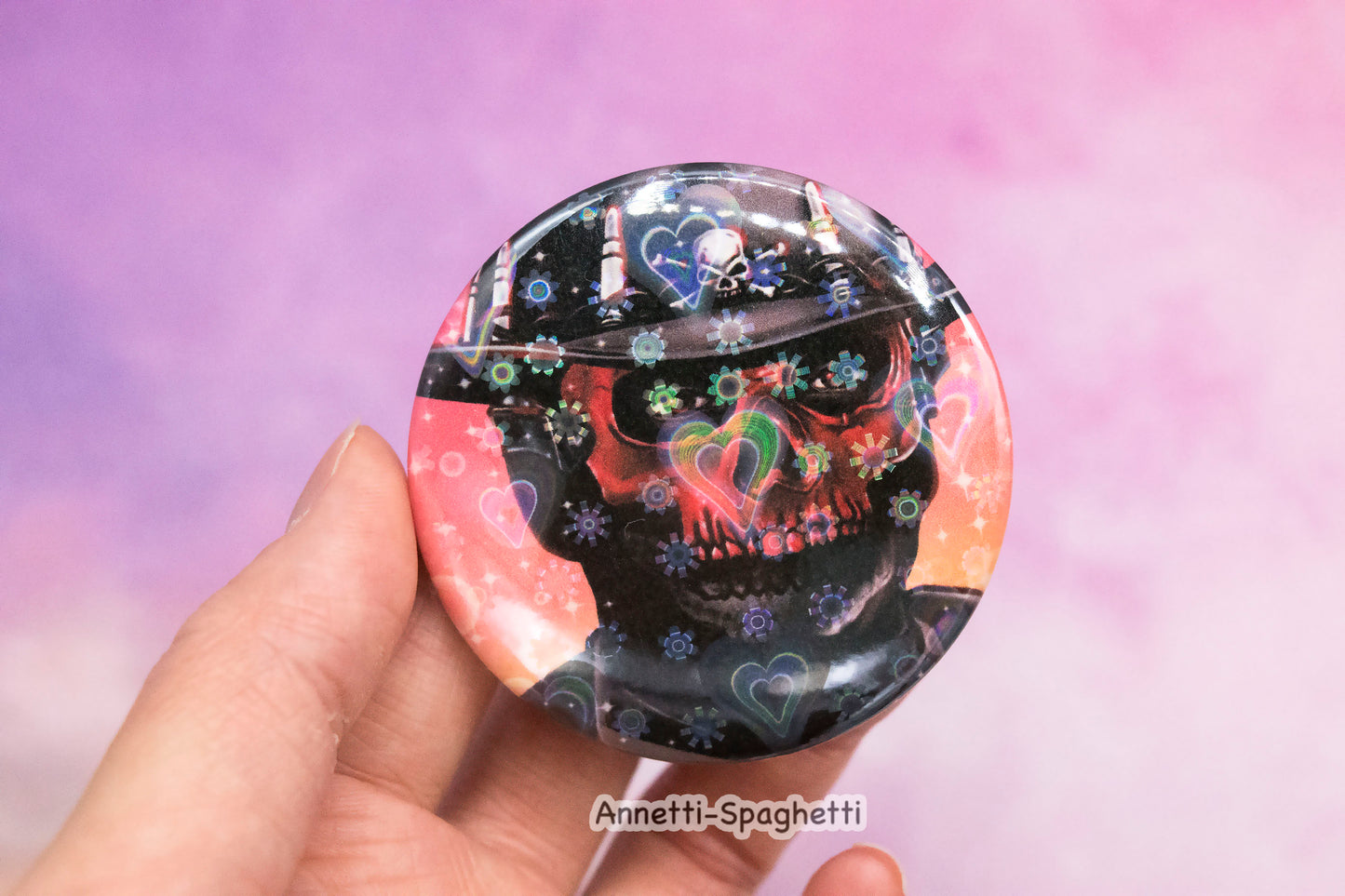 Call of Bro Gunslinger Ghost Heart Holographic Large Button