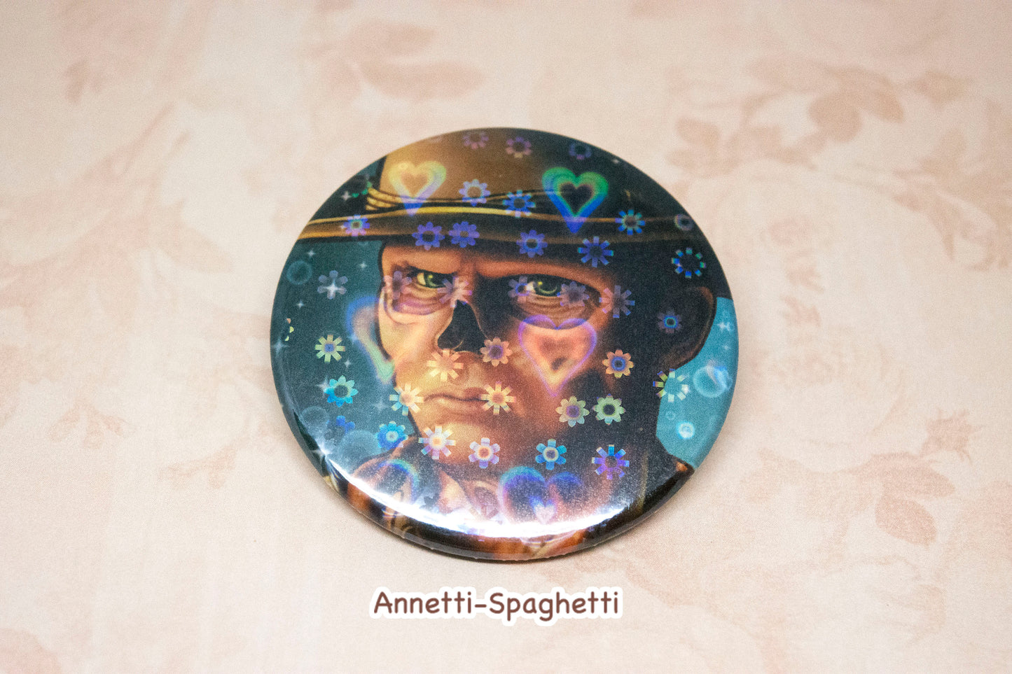 Cowboy Ghoul Heart Holographic Large Button