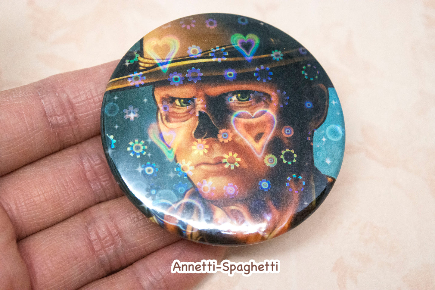 Cowboy Ghoul Heart Holographic Large Button