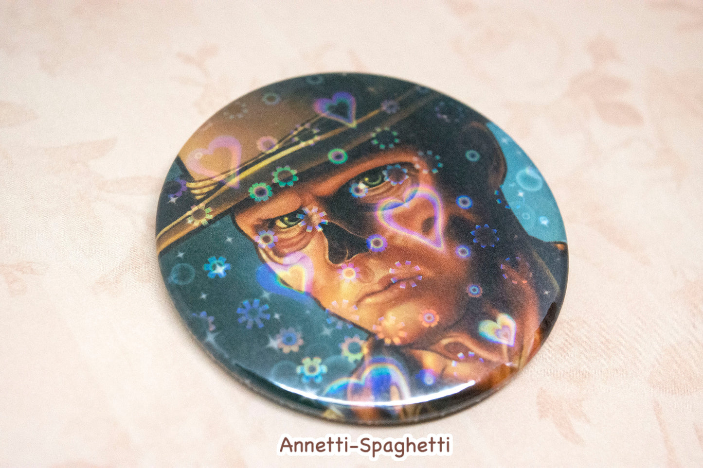 Cowboy Ghoul Heart Holographic Large Button