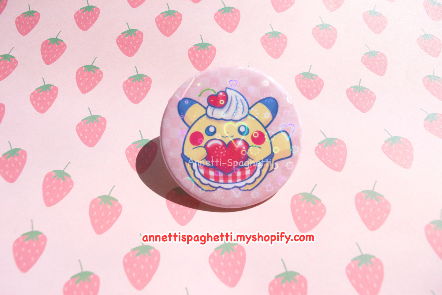 Dessert Pika Heart Holo Large Button