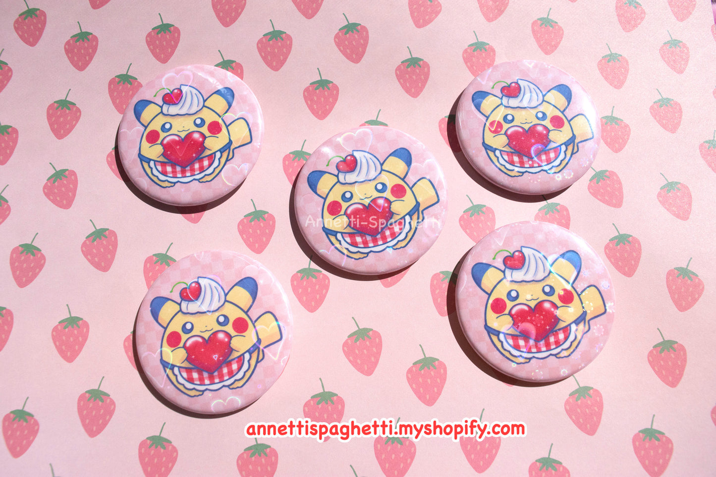 Dessert Pika Heart Holo Large Button