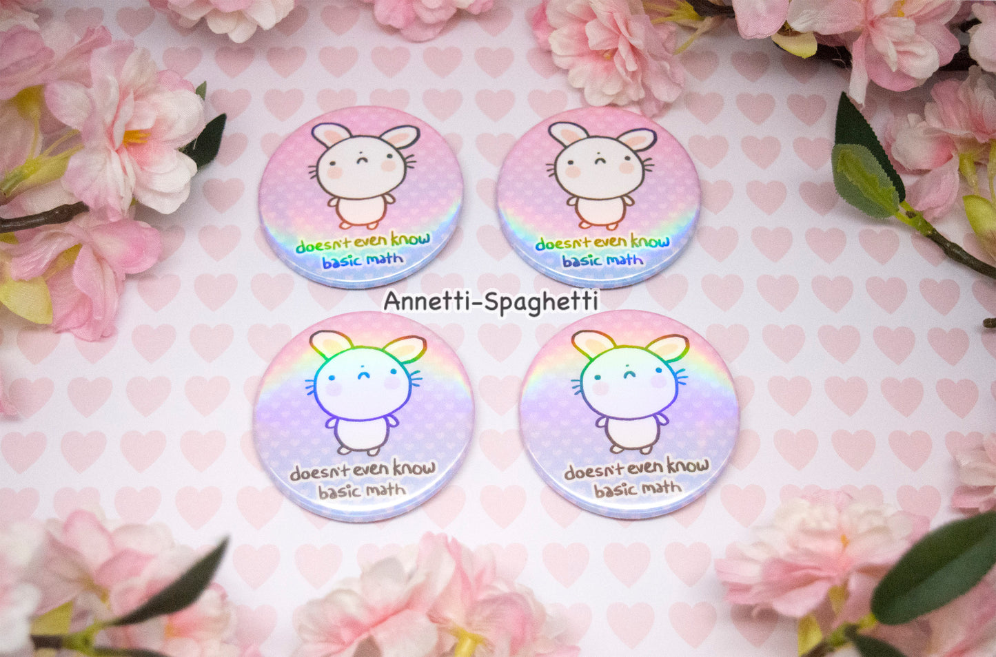 Math Bunny Iridescent Holo Large Button