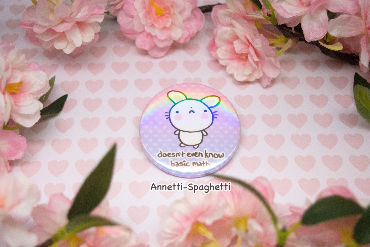 Math Bunny Iridescent Holo Large Button