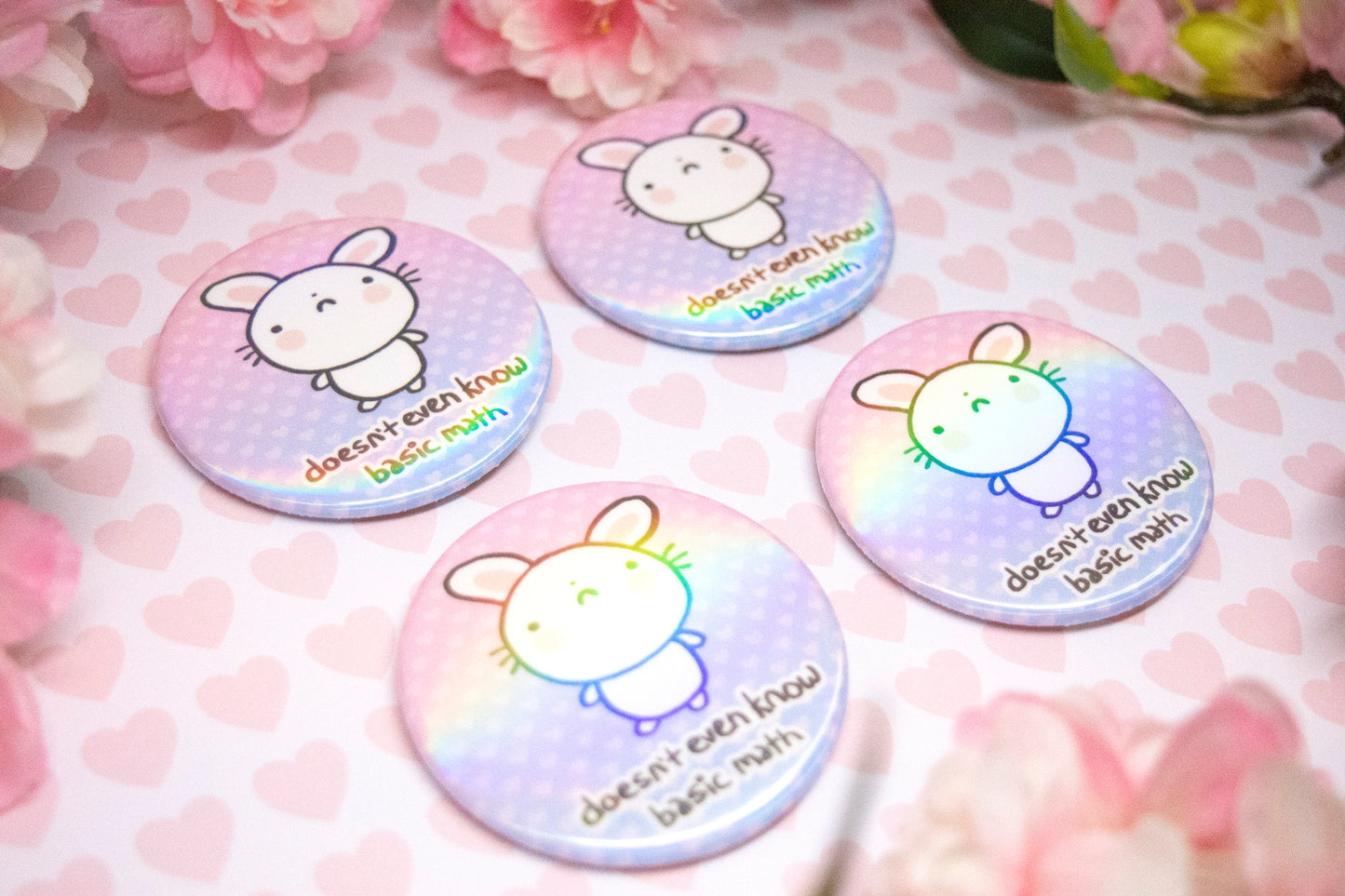 Math Bunny Iridescent Holo Large Button