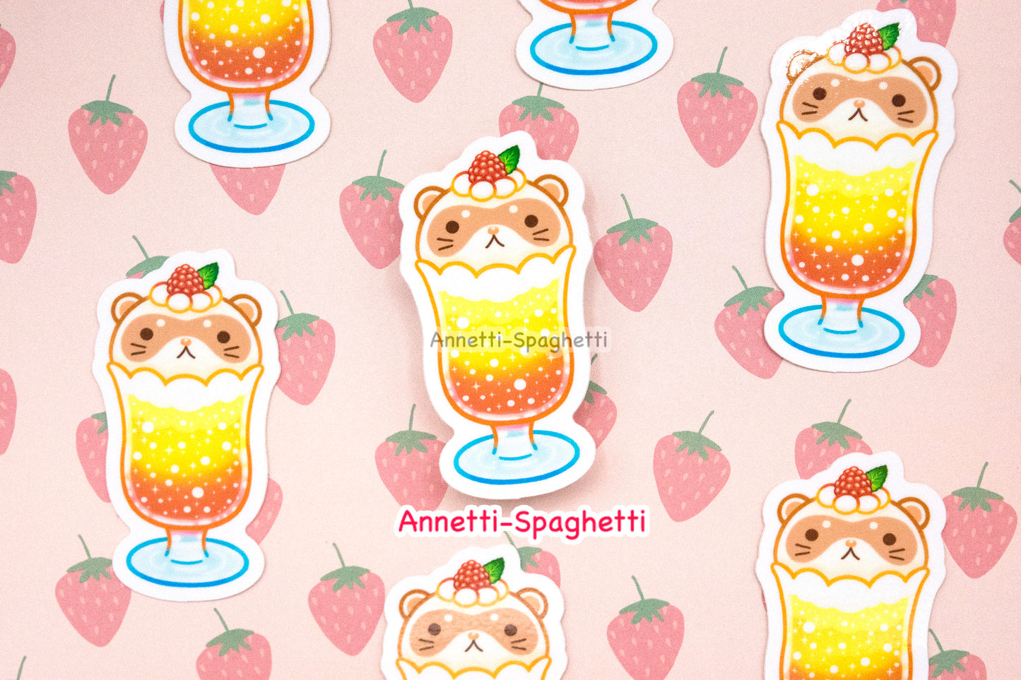 Kawaii Animal Dessert Soda 2.5 Inch Stickers