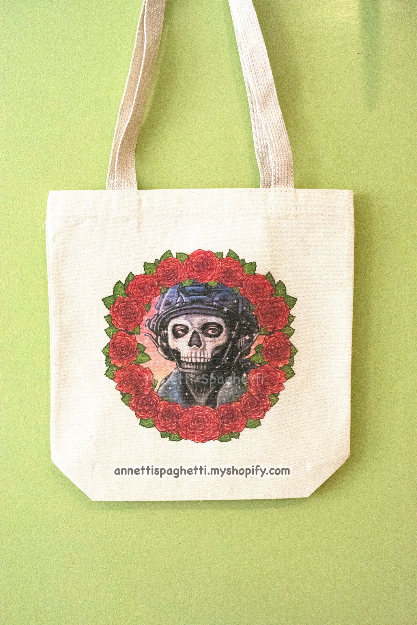 Call of Bro Ghost Flower Wreath Cotton Canvas Tote Bag