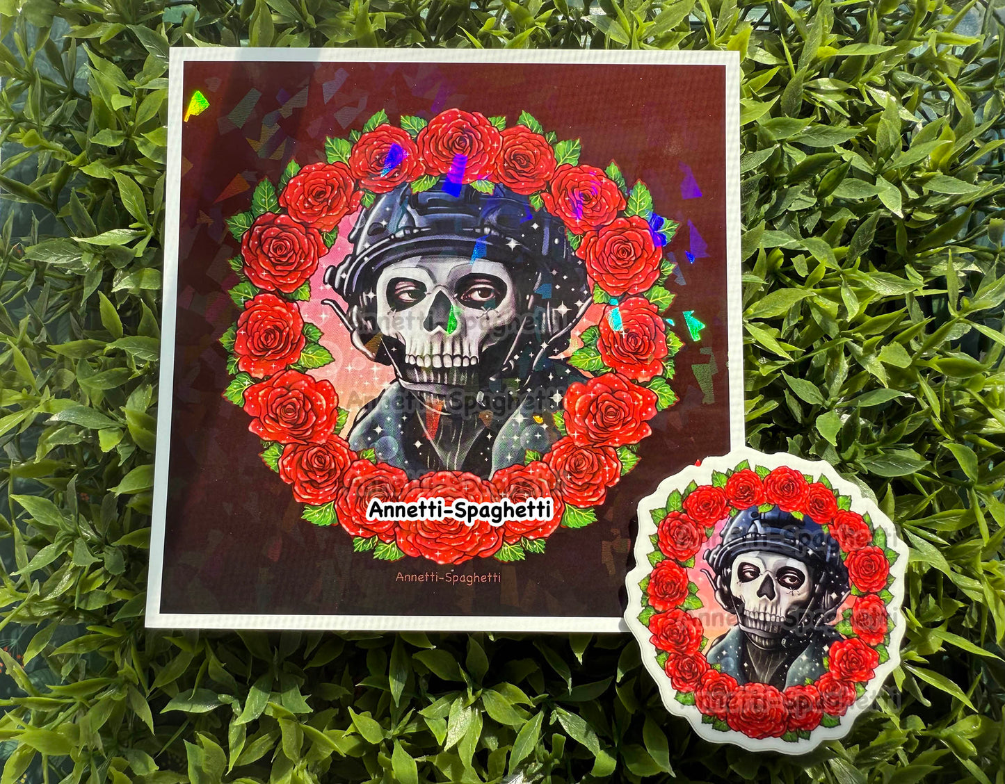 Holographic Rose Wreath Ghost Mini Print (5x5)