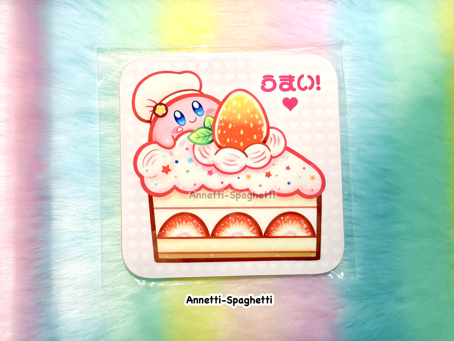 NEW Chef Poyo Strawberry Cake Square Coaster (3.54 inch)