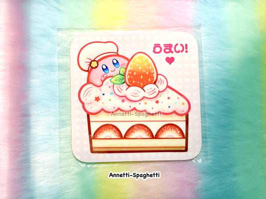 NEW Chef Poyo Strawberry Cake Square Coaster (3.54 inch)
