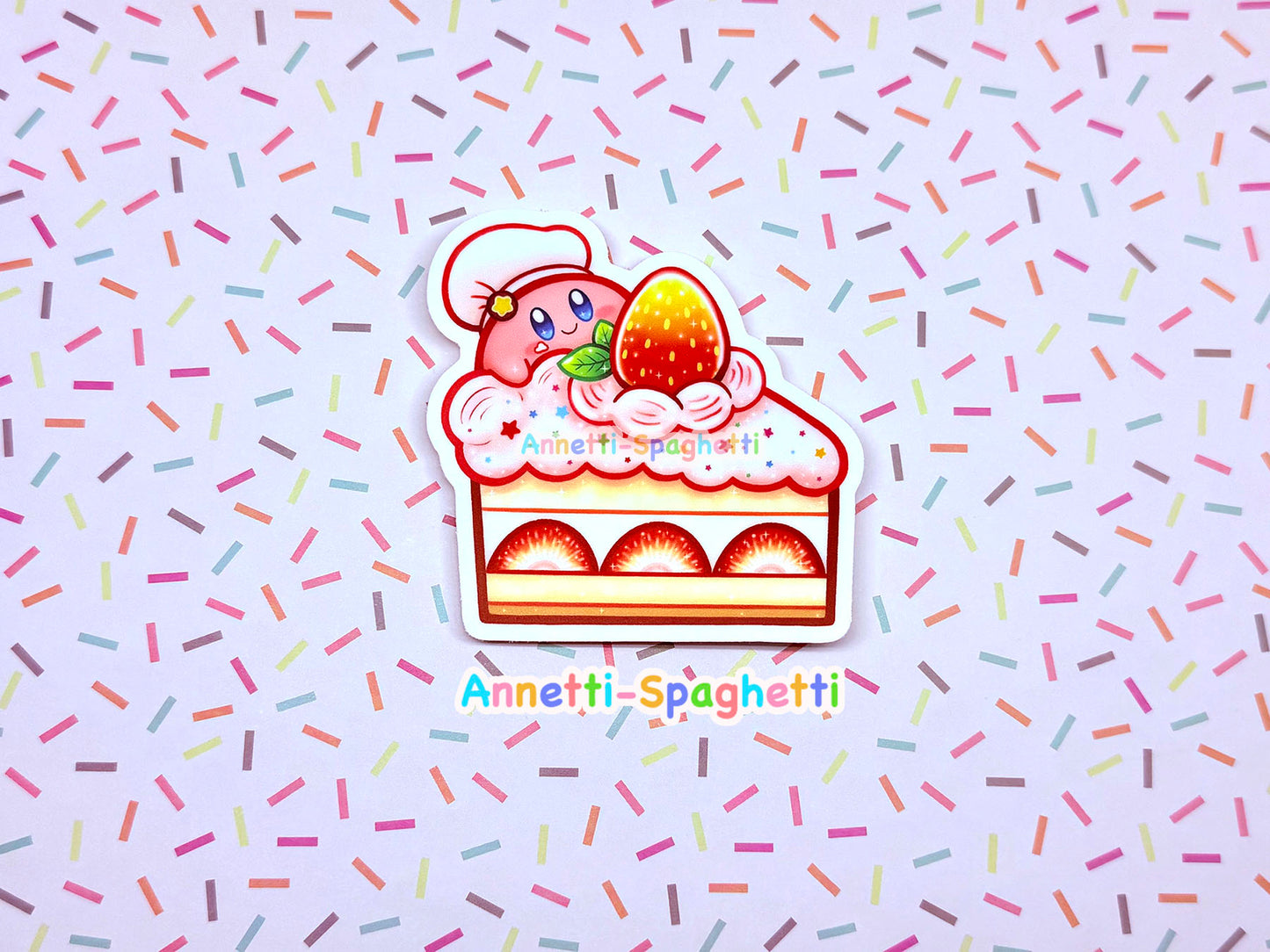 Kirbo Strawberry Cake Sticker