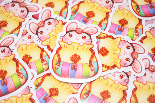 Korean Lucky Pouch Bunny Large Sticker