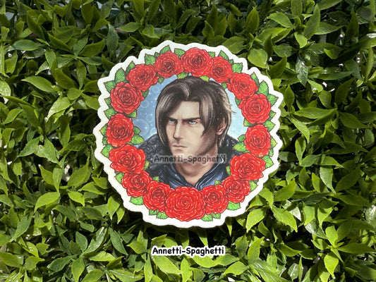 Red Rose Wreath Leon Sticker