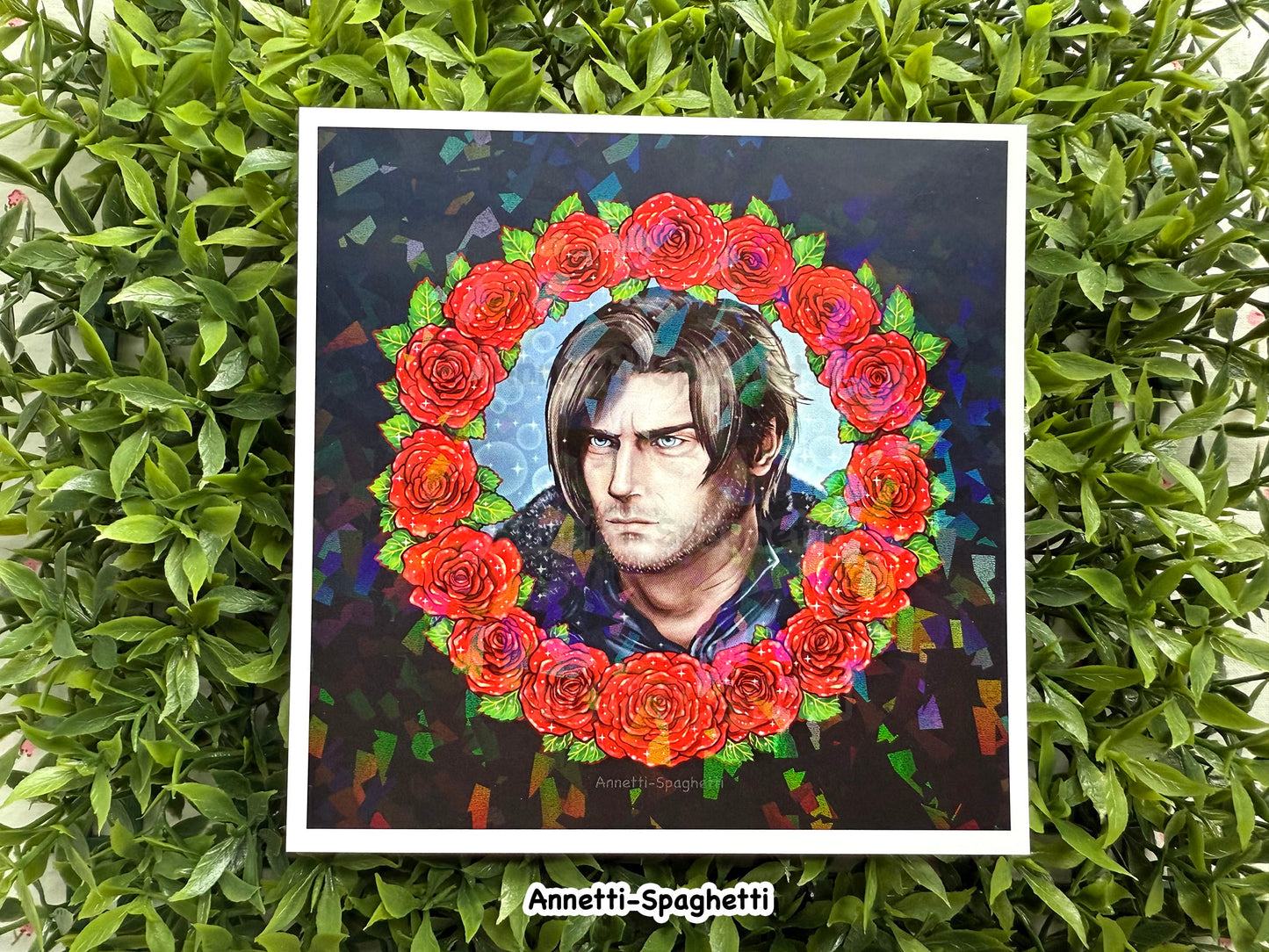 Holographic Rose Wreath Leon Mini Print (5x5)
