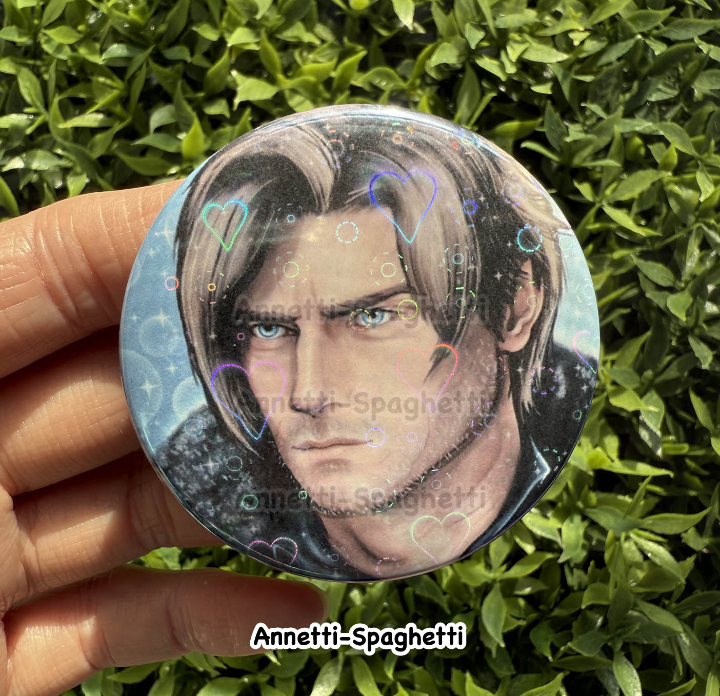 Leon Heart Holographic Large Button