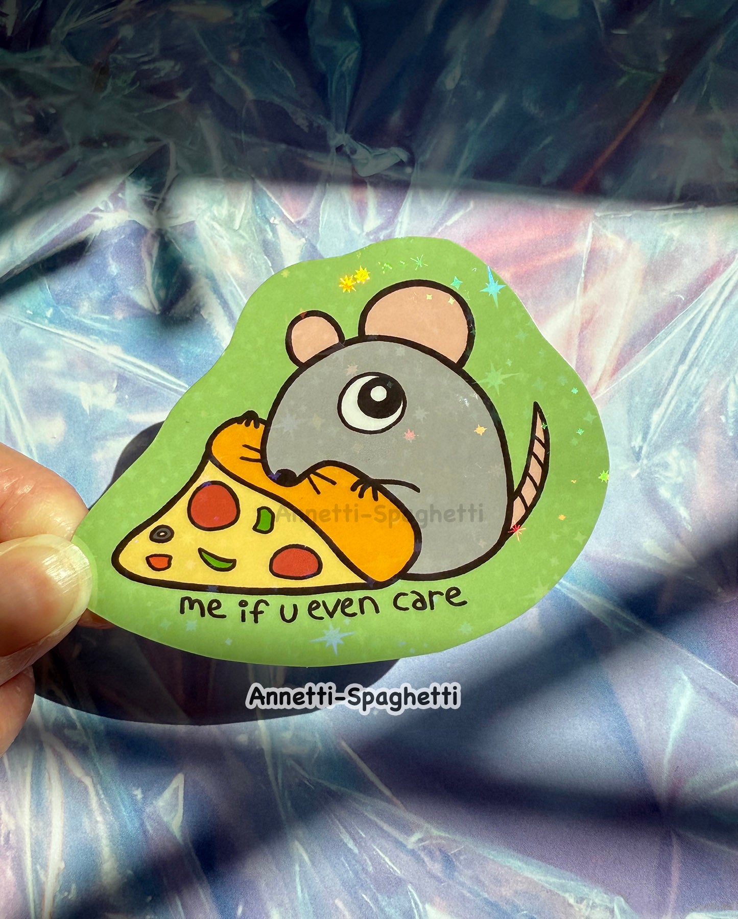 Pizza Rat Sparkly Sticker
