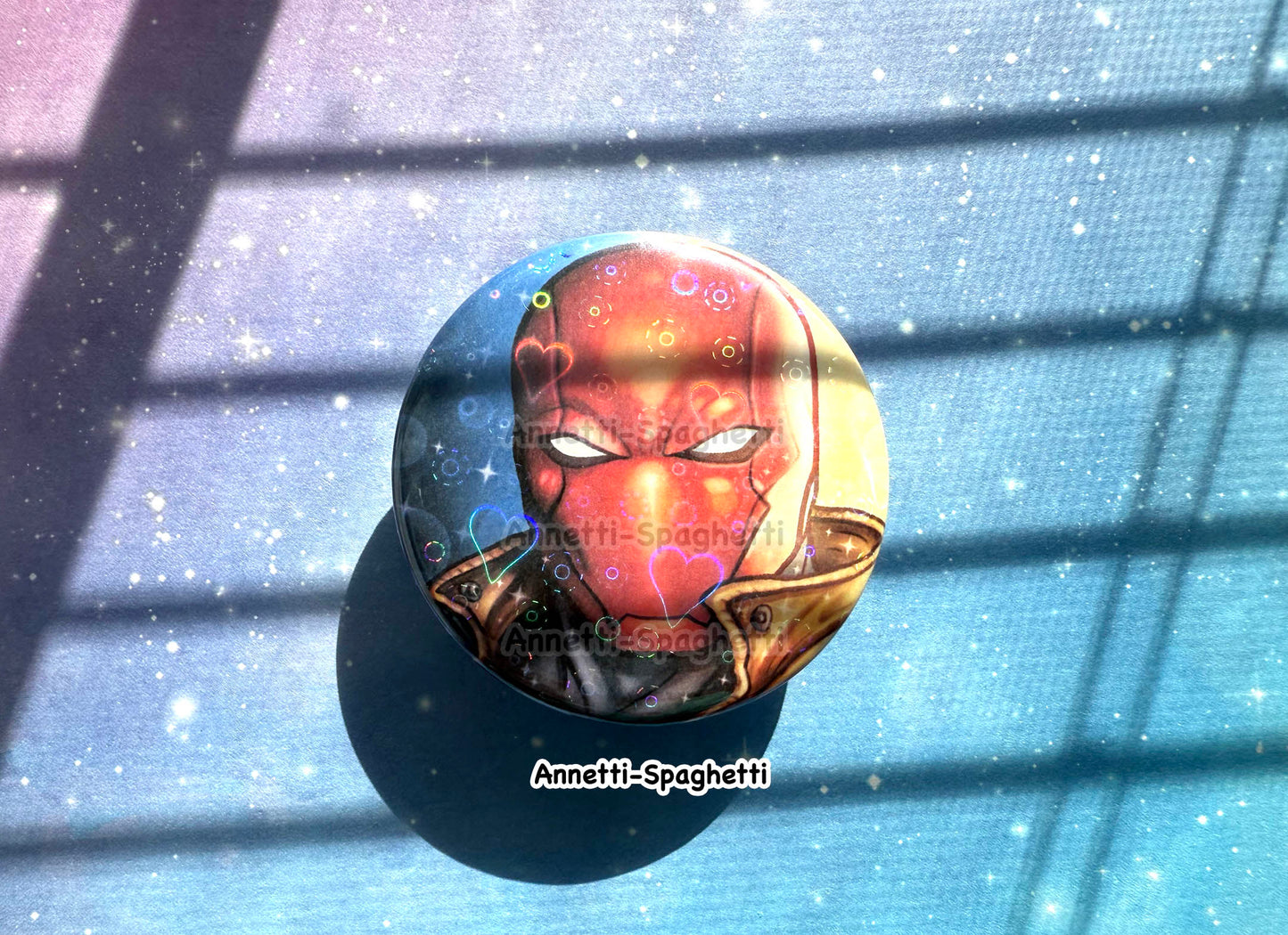 Masked Vigilante Heart Holographic Large Button