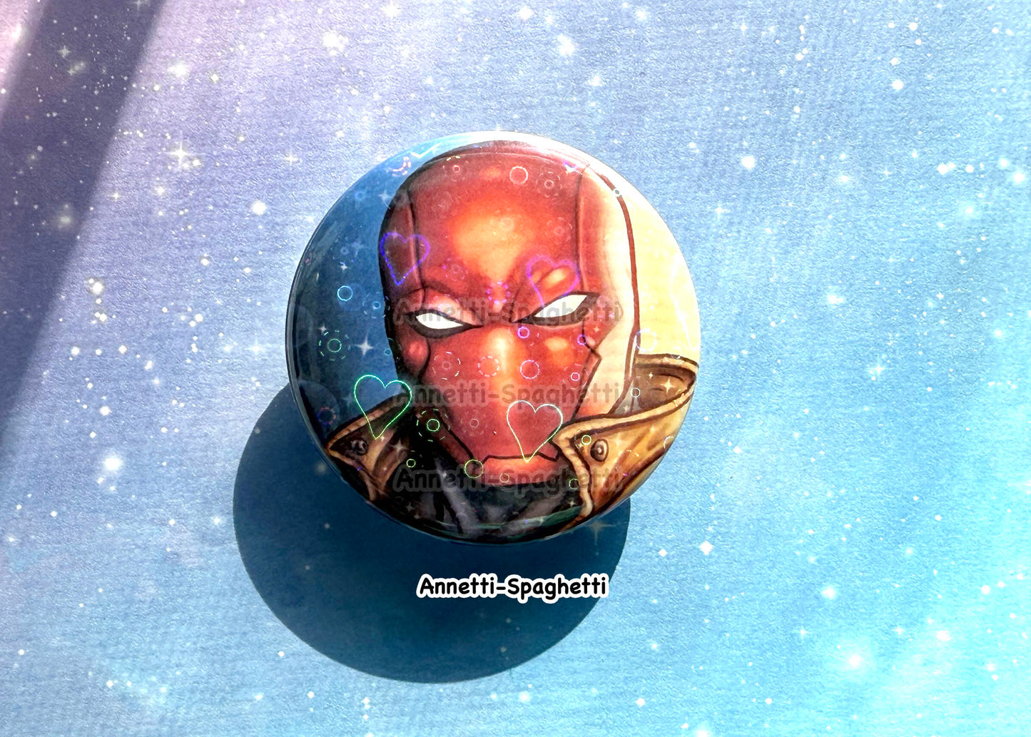 Masked Vigilante Heart Holographic Large Button