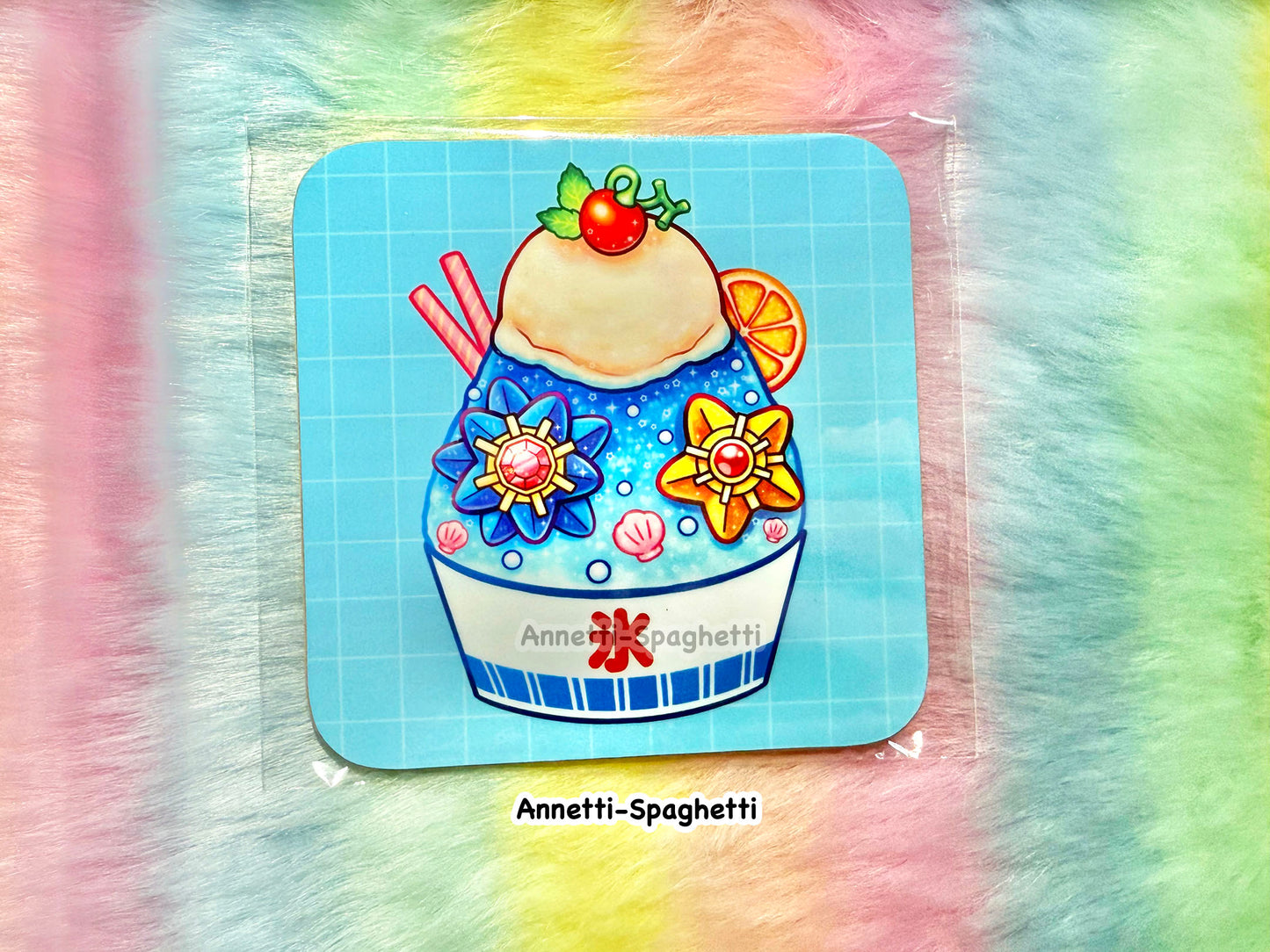 NEW Starry Friends Shaved Ice Dessert Square Coaster (3.54 inch)