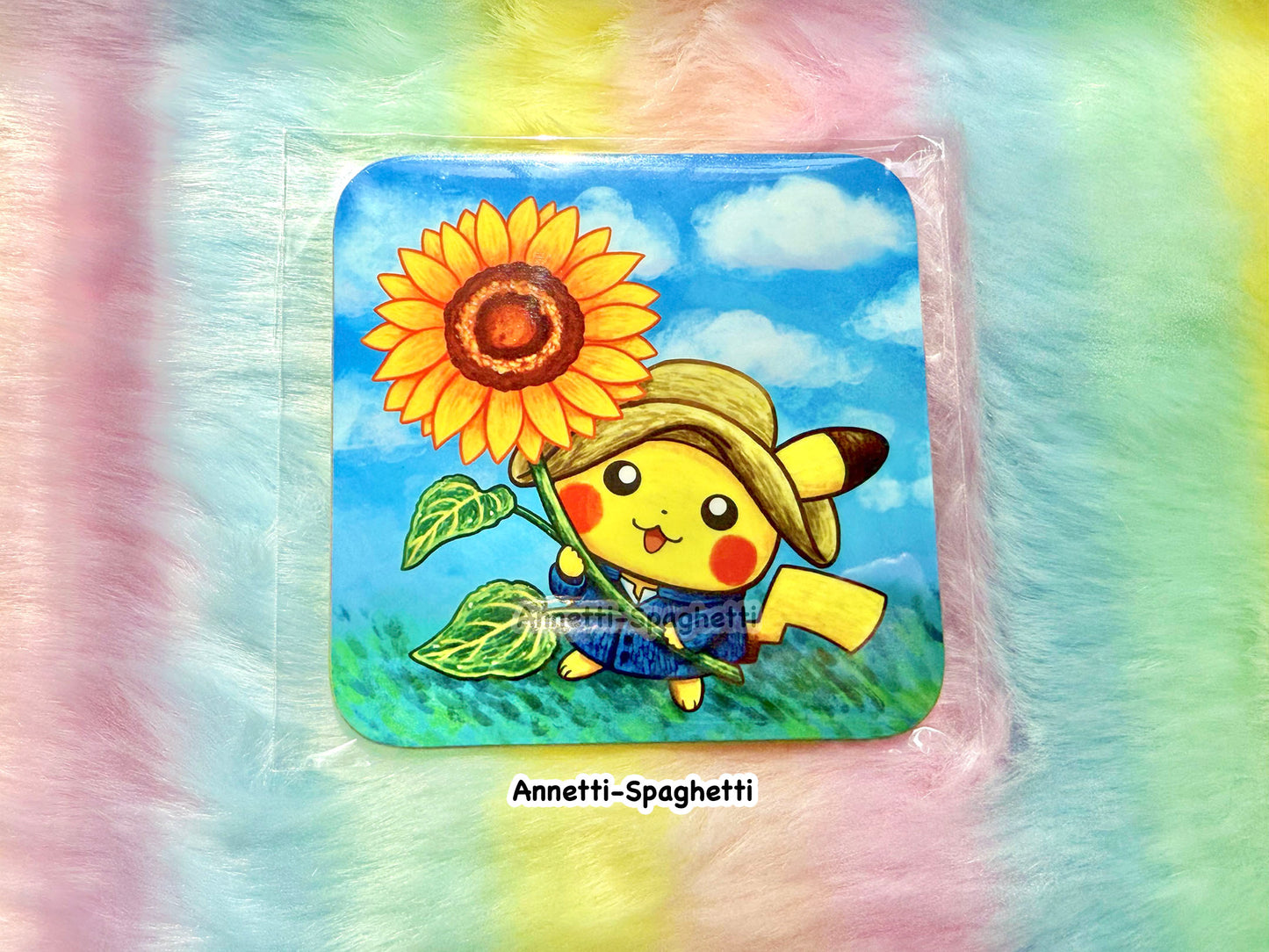 NEW Sunflower Pika Square Coaster (3.54 inch)