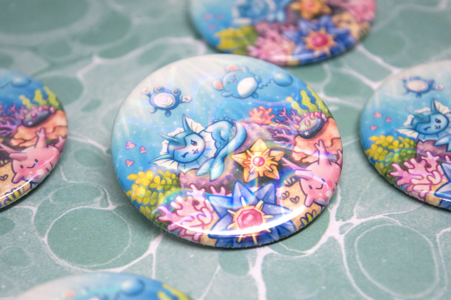 Ocean Friends Wave Holographic Large Button