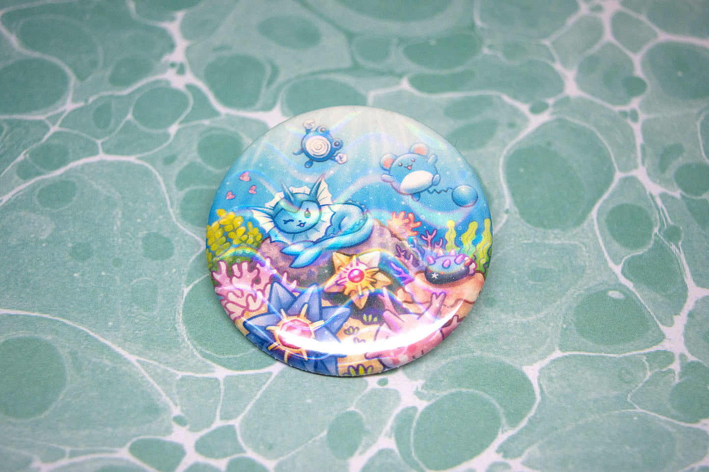 Ocean Friends Wave Holographic Large Button