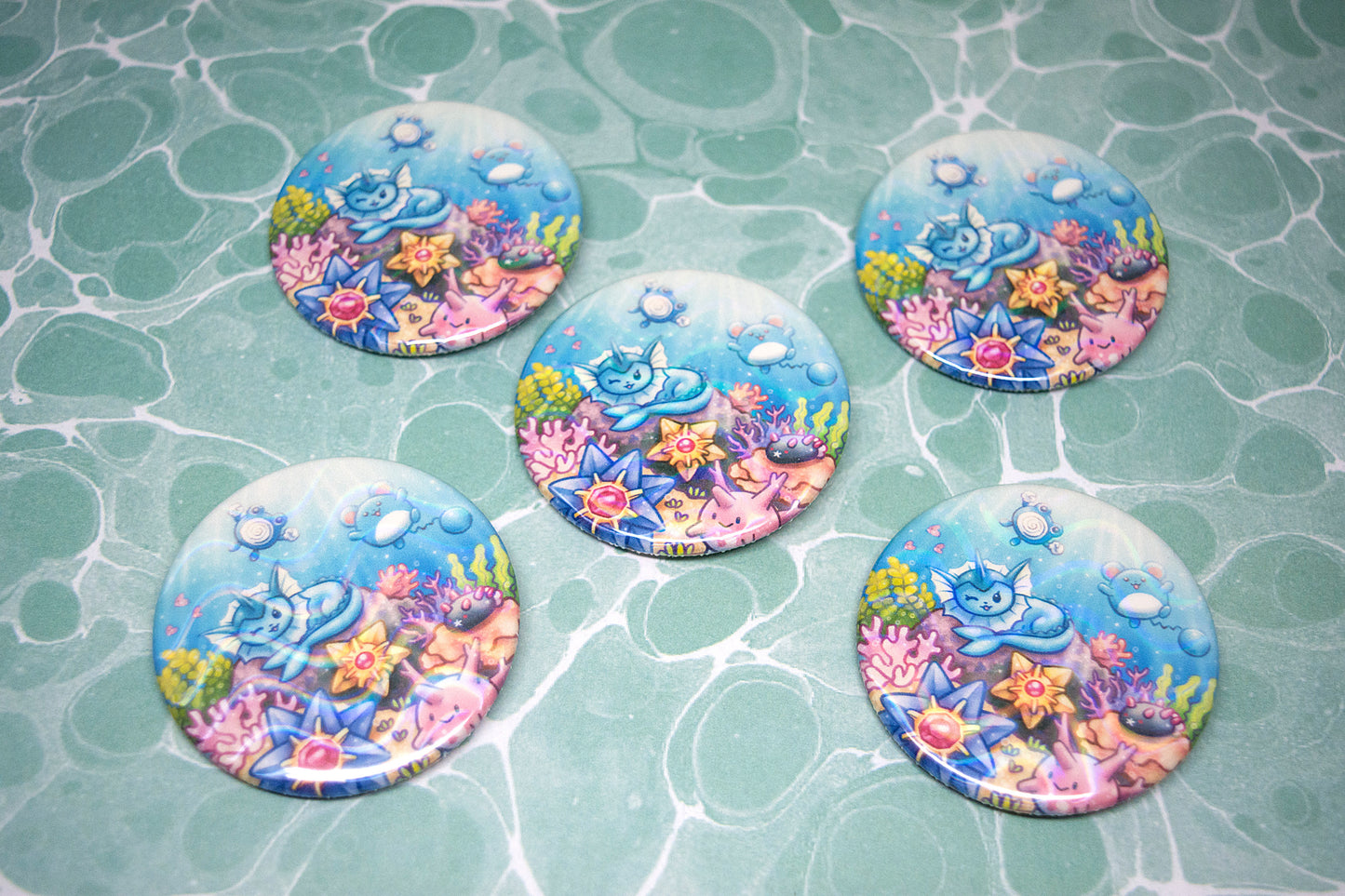 Ocean Friends Wave Holographic Large Button