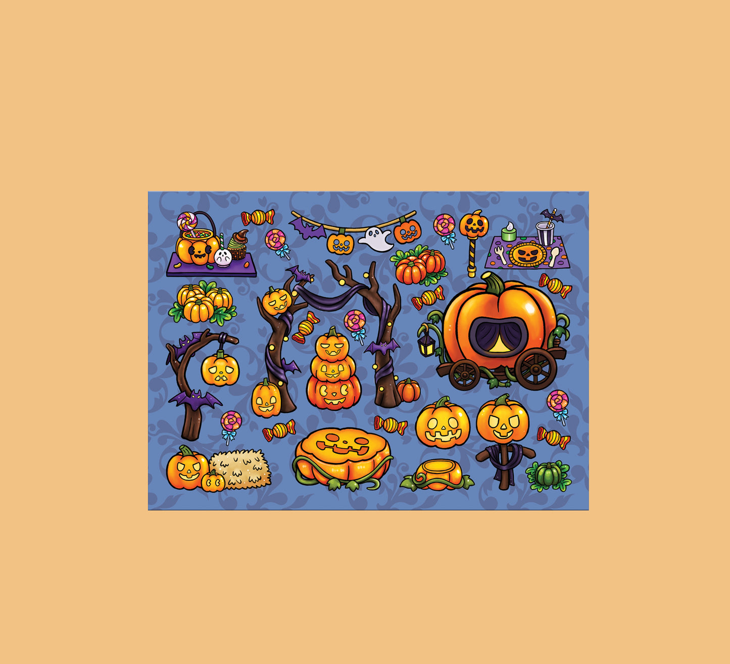 B-Grade Halloween ACNH Pumpkin Furniture Mini Print