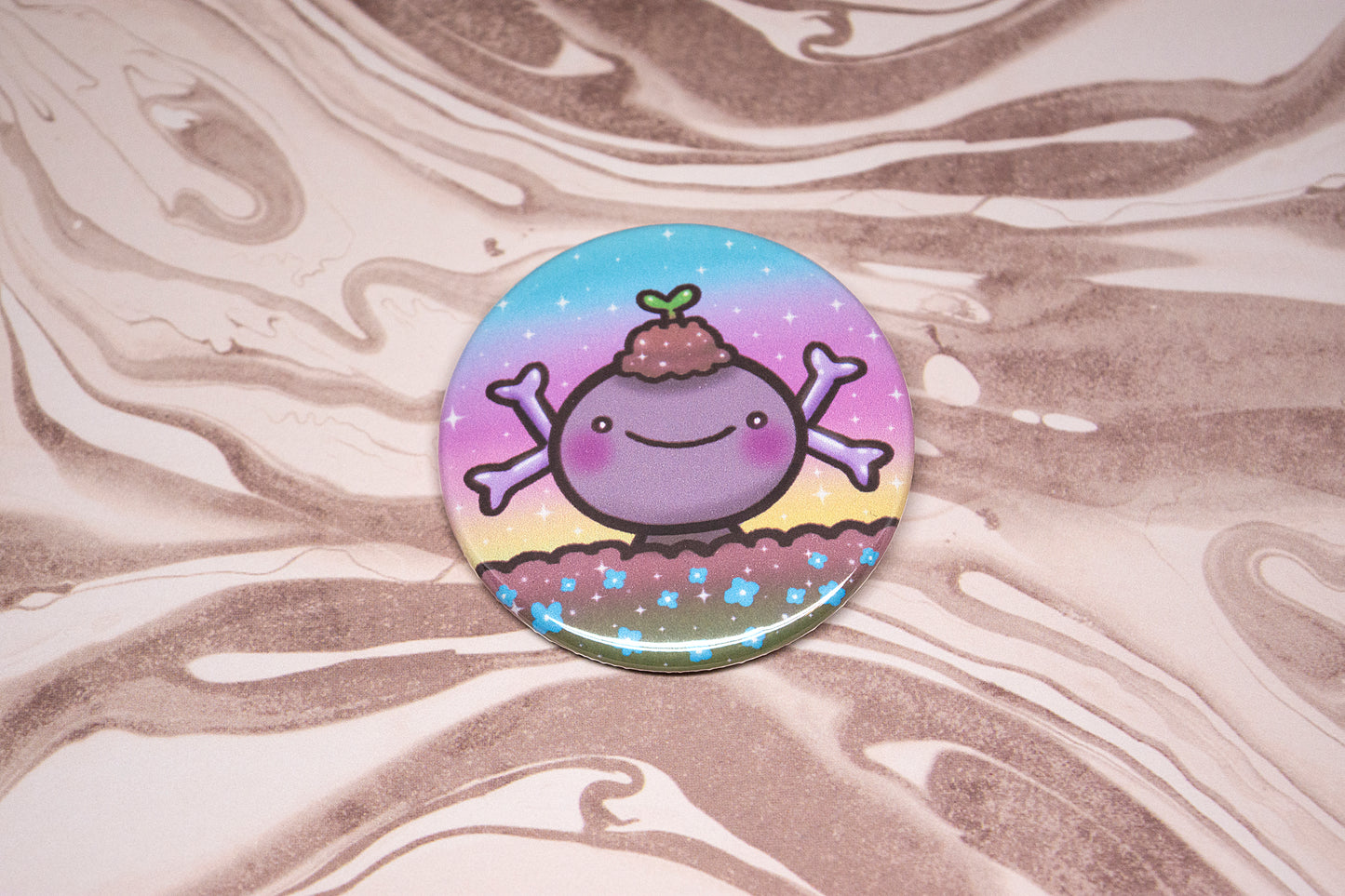 Happy Mud Friend Large Button